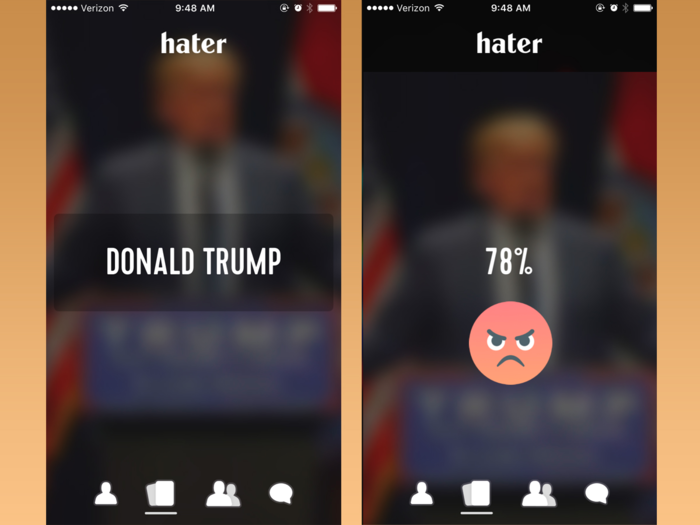 By holding down your swipe in any direction, you can see how other people on the app voted. Donald Trump isn