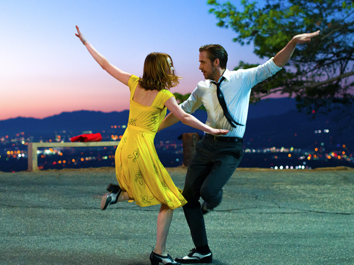 ... and Gosling and Stone tap-dance their way through Griffith Park at sunset in “La La Land.”