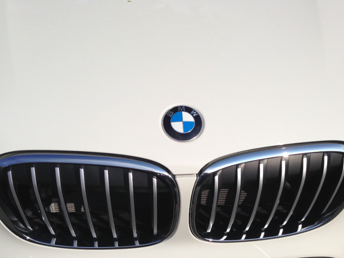 The BMW Bavarian-flag badge is lovely ...