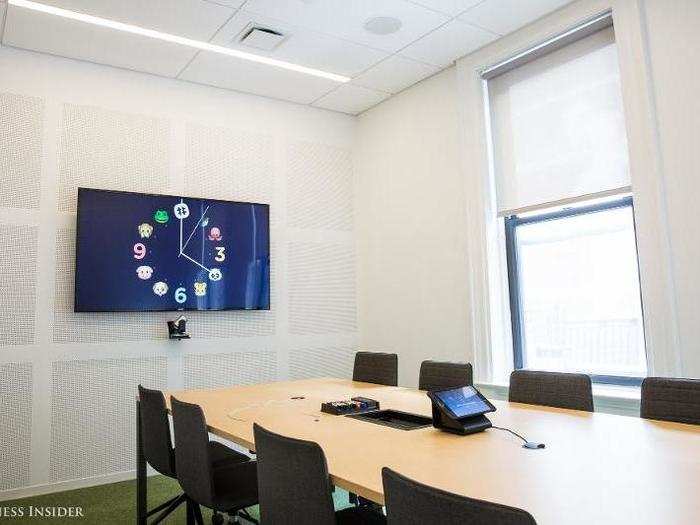 Every conference room at Slack can display a clock made of of emojis on its TVs when they