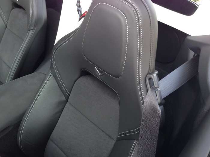 The leather, top-stitched seats in our tester were relatively comfy, but they had enough bolstering to make me feel secure during spirited driving.