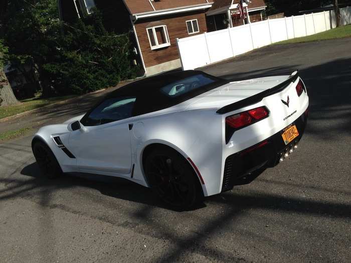 The seventh-gen Vette is very much a sloping wedge, shape-wise. The motorized convertible top stows in about 15 seconds.