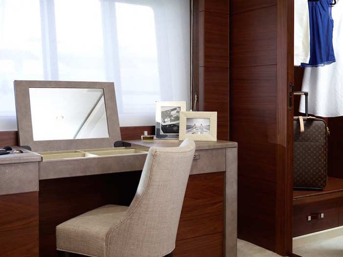 The master also comes with a vanity table and his and her closets...