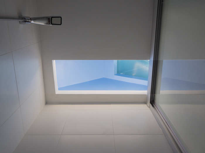 Even the shower has a skylight.