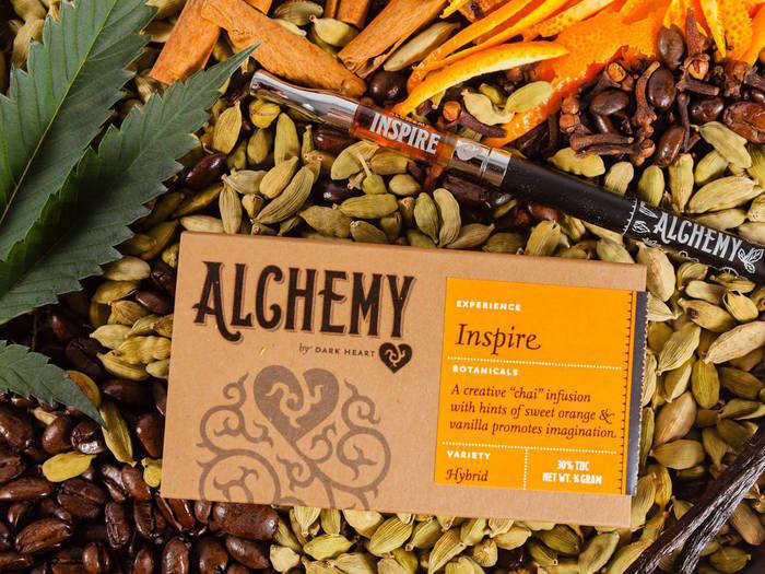 I puffed on an Alchemy vape pen that was intended to inspire creativity. The oil contained a blend of orange, vanilla, and cardamom, and it tasted like a cup of chai tea.