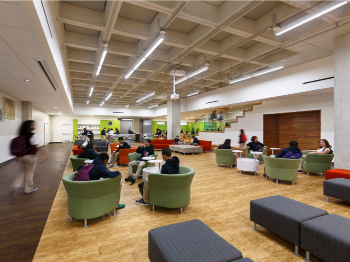 E3 Civic High, in San Diego, California, uses creative design to fit into its home: the San Diego Central Library.