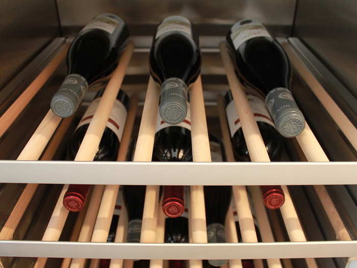 If residents have a wine collection, they will be able to store up to 99 bottles in a temperature-controlled rack like this one.