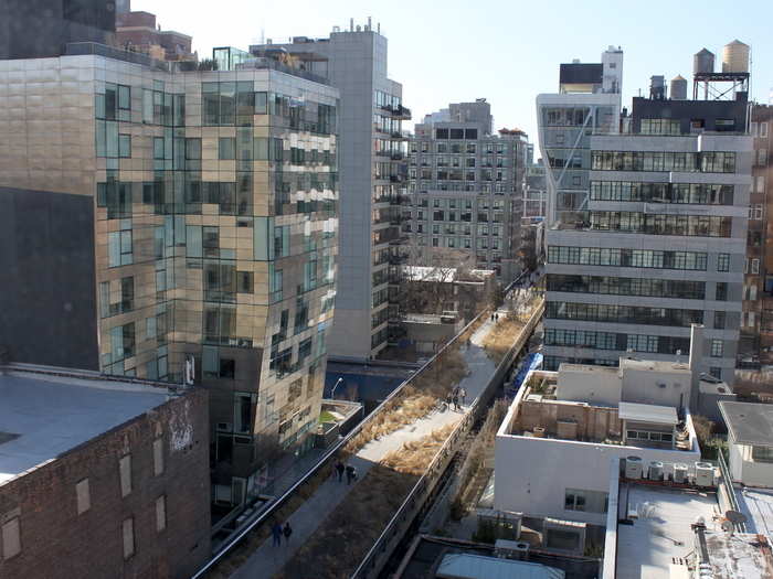 This is the view from the window of one of the model units. You can see the High Line and West Chelsea down below.