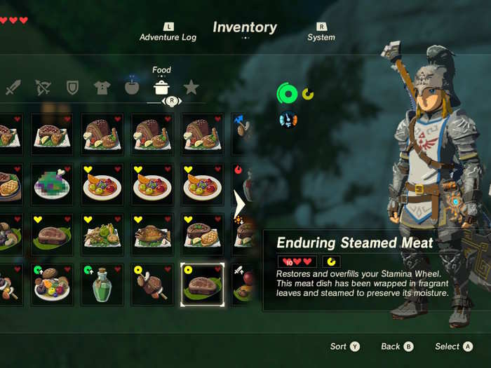 4. For every four Spirit Orbs you collect from shrines across Hyrule, you can trade for a new hearth container or a stamina container. Rather than increasing stamina, use stamina-rich foods!