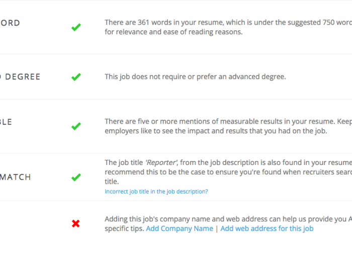 Fortunately, Jobscan provides you with a report, so I could figure out my résumé damage.