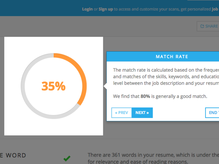 Well, yikes. My résumé only garnered a 35% match.