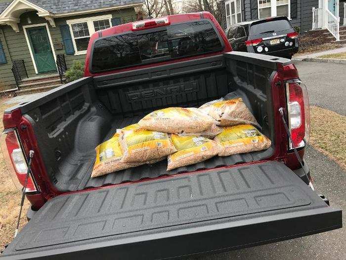 What are pickups for? Putting stuff in the back! We took the Canyon Denali on a run to Home Depot and loaded up on rocks. No sweat for this truck, which was built for work.