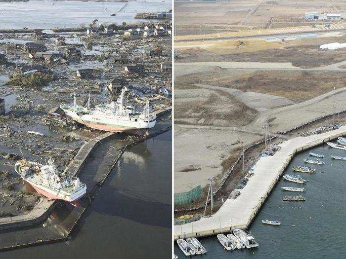 The waves destroyed tsunami seawalls built on some parts of the coast for protection.