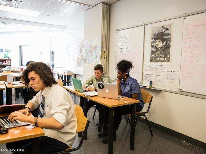 Inside a history class we met Juan Pava, a boarding student from Bogotá, Colombia.