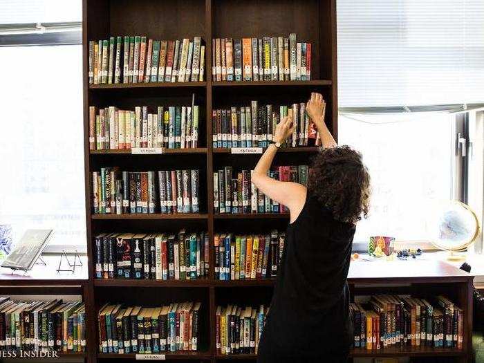 During a free period, students can use their time as they choose. Some come to do extra schoolwork in the library.