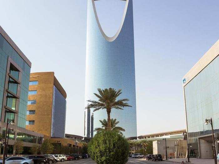 Located in Riyadh, Saudi Arabia, the Kingdom Centre cost approximately $1 billion to build. Construction of the 990-foot skyscraper wrapped up in 2002.