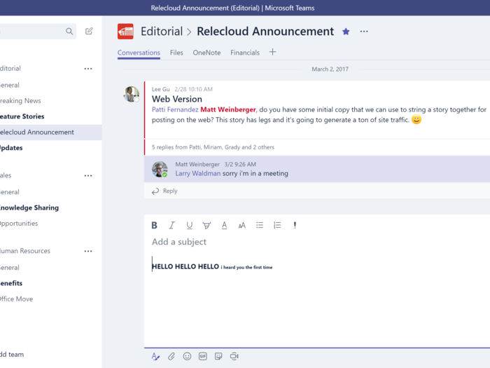 Microsoft Teams supports rich formatting, so you can format your chat messages exactly the same way you would an e-mail.