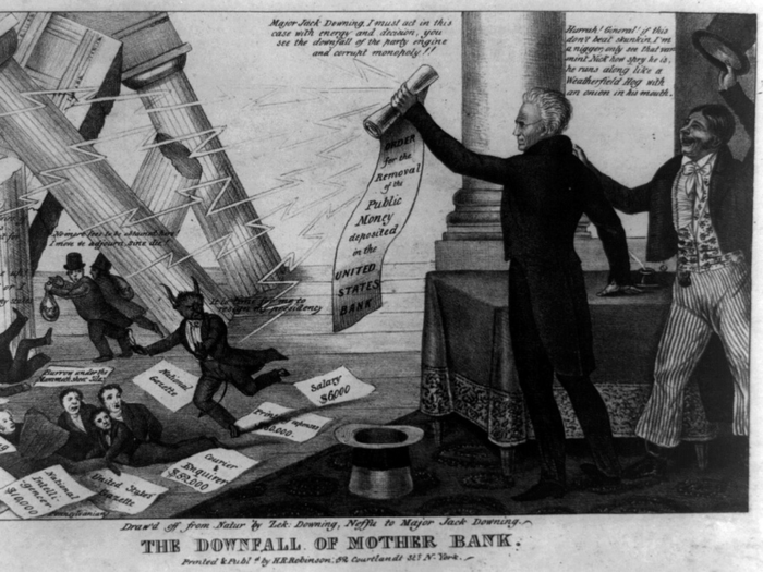 Relying on presidential veto power, Jackson essentially disestablished the Second Bank of the United States, which helped restart the country