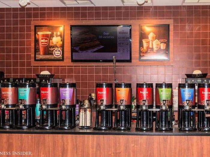 The coffee station is equally bountiful, something crucial to a well-regarded highway pit stop. Espressos and lattes are offered in addition to the wide range of blends.