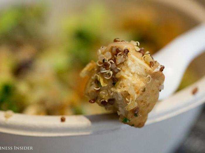 The garlic-roasted tofu was the standout ingredient, and I almost never eat tofu. It was tender and flavorful, and had a great texture, thanks to the bits of quinoa that stuck to it.