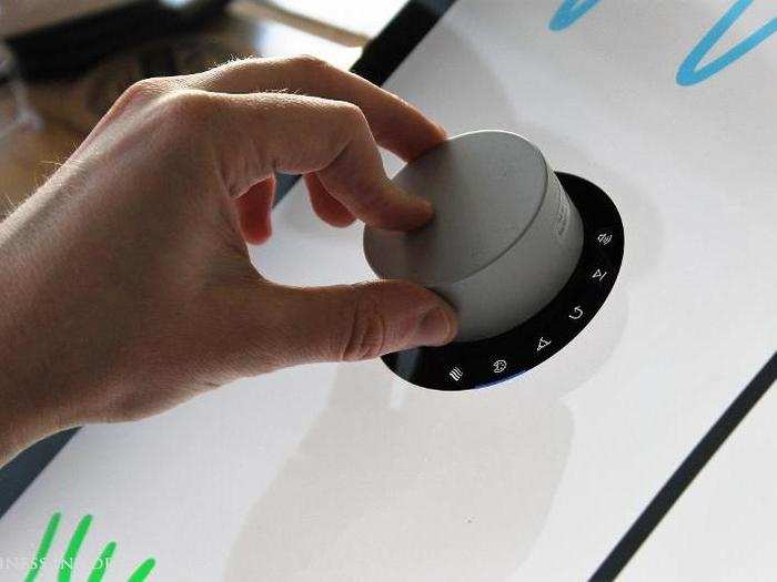 An important note: While the Surface Dial works with any Windows 10 device, you need to be using a Microsoft-made machine like the Surface Studio or Surface Pro to put it straight on your screen.