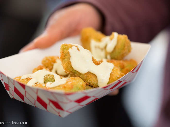 The "avofries" are drizzled with serrano-pepper and lime aioli and cost $8.