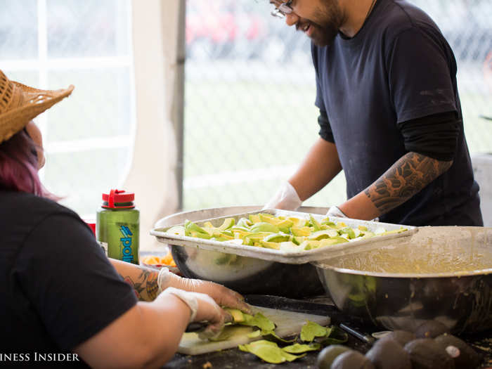 I passed one booth where employees of pop-up restaurant Nombe were hard at work peeling, slicing, and seasoning avocados before tossing them into a deep fryer.