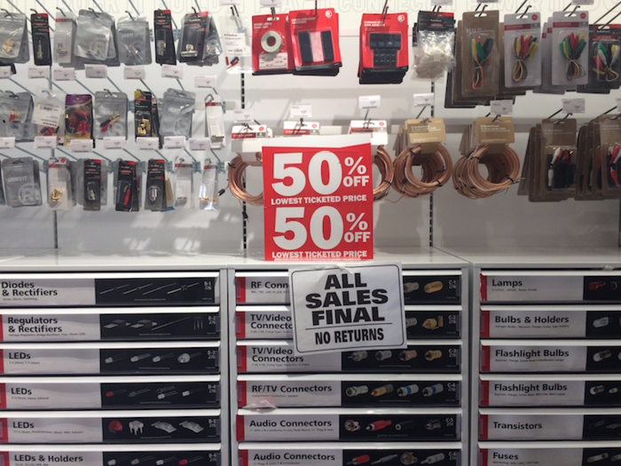 Nearly everything at RadioShack is on sale as the chain prepares to close 552 stores.