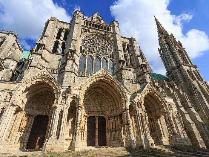 Built around 1200, the Chartes Cathedral in northern France is a primary example of Gothic architecture. Notice the ornate "portals" that you enter into the building through ...