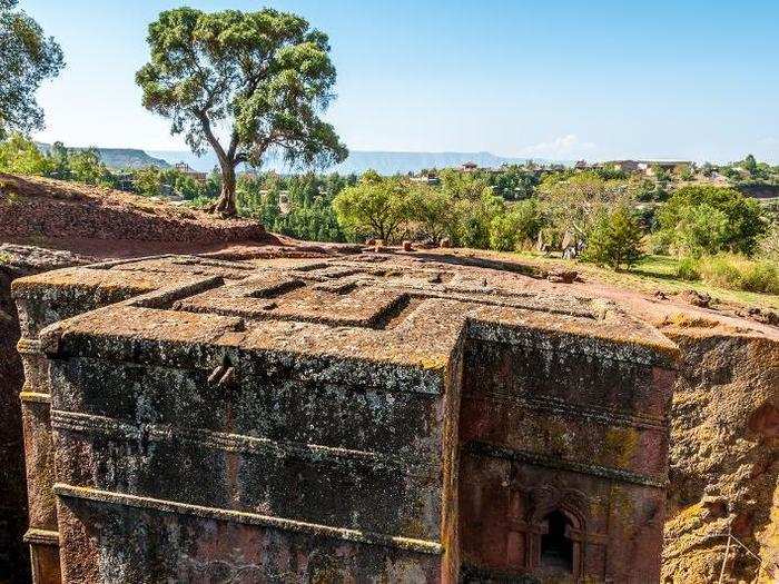 The Church of St. George in Lalibela, Ethiopia, was carved out of a single stone in the 12th century.