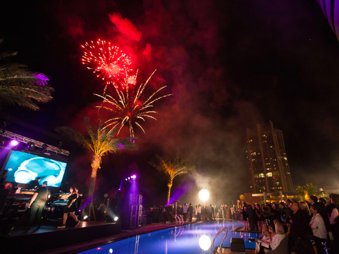 The grand opening appears to have been quite the event, complete with fireworks and performances by Alicia Keys and synchronized swimmers.