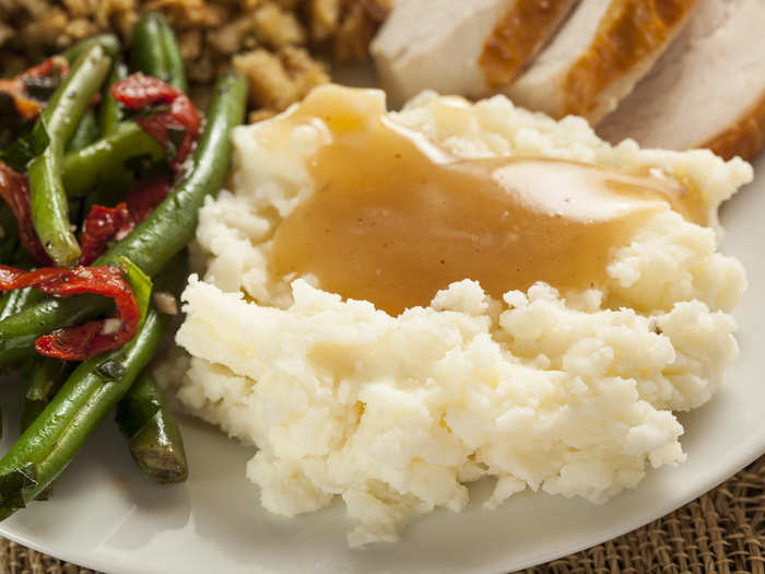 20. Mashed potatoes and white potato mixtures — Potatoes themselves are not the enemy here, but pre-packaged mixtures and salt added during cooking can ramp up the salt content of your favorite Thanksgiving side dish.