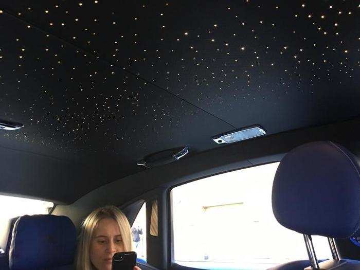 ...And a beautiful starry roof. The starlight headliner is one of the many luxurious options added to this car and can be custom-made to create a specific constellation.