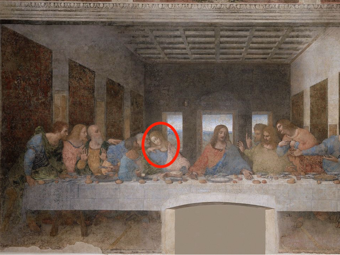 And despite what many think, Mary Magdalene is probably not in the painting...