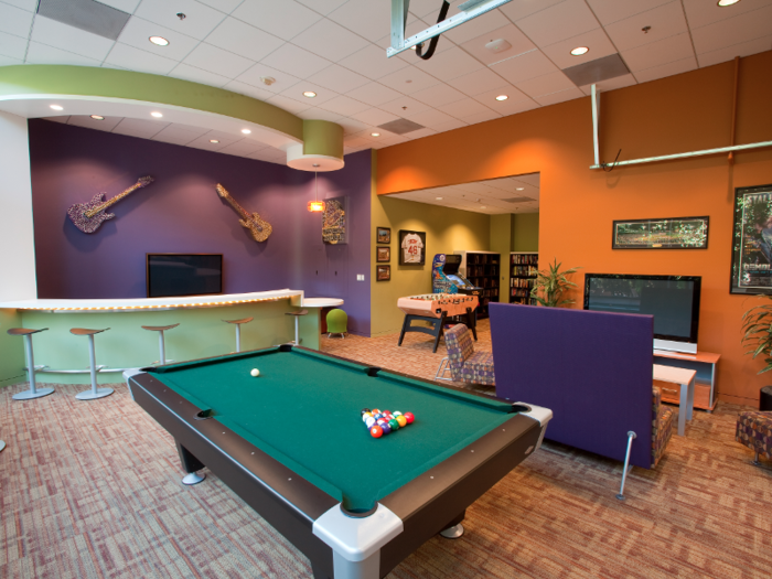 The headquarters also have some more traditional perks, like this entertainment room.