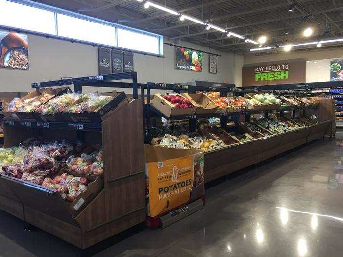 The produce area is much larger than in Aldi