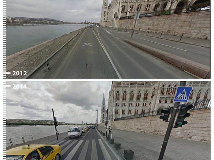 We might even call this an excessive amount of sidewalk in Budapest, Hungary.