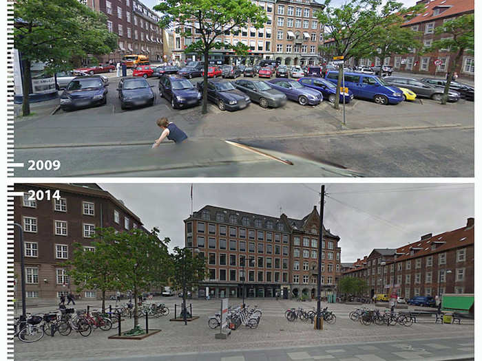 Where once there were cars, bicycles reign supreme in Copenhagen, Denmark.