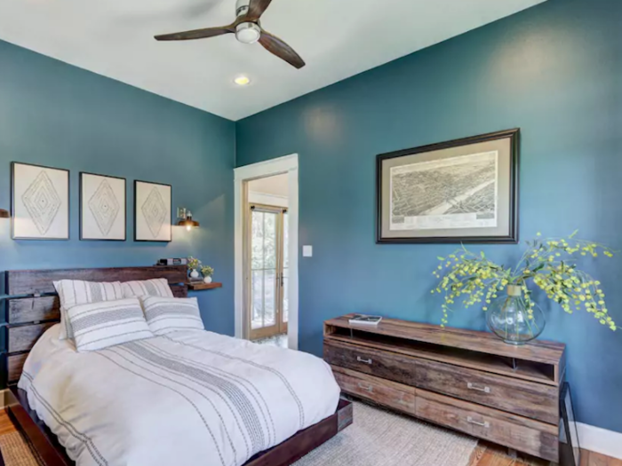 The master bedroom was decorated by Joanna Gaines.