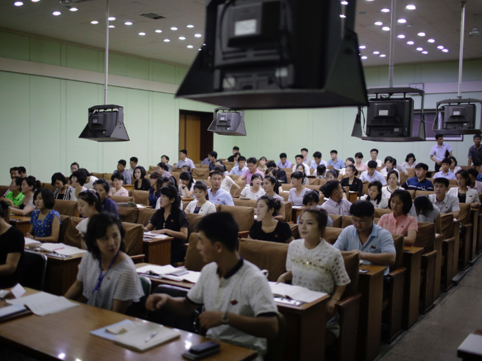 North Koreans also come to the library for classes, such as the Chinese language class in the photo below.