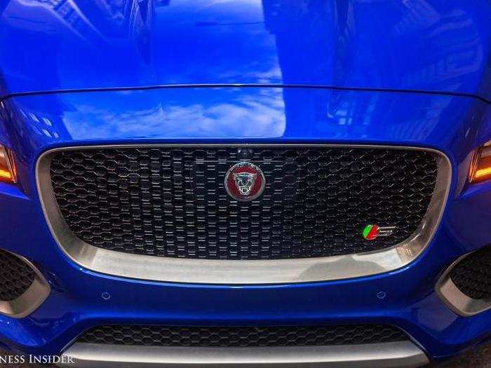 The legendary Jaguar badge is fairly tasteful emblazoned on the finely boned, blacked out front grille. No leaping cat hood ornament, unfortunately.