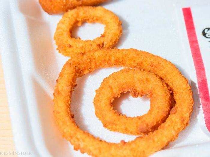 Less inspiring are the onion rings, which attempt to overcompensate for a lack of flavor with an oversized structure that often ends up unwieldy and limp. They