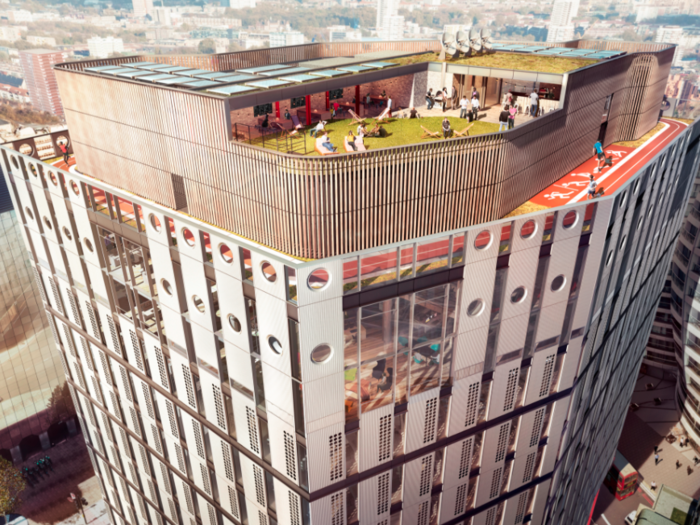 The 150m rooftop running track will provide somewhere for Adobe employees to stretch their legs.