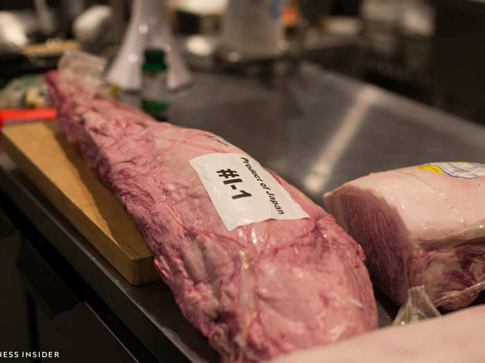 Hiroshi has whole tenderloins flown in from Japan on a weekly basis. A supplier flies them sealed and packed on ice via FedEx. The shipment includes a certificate of authenticity.