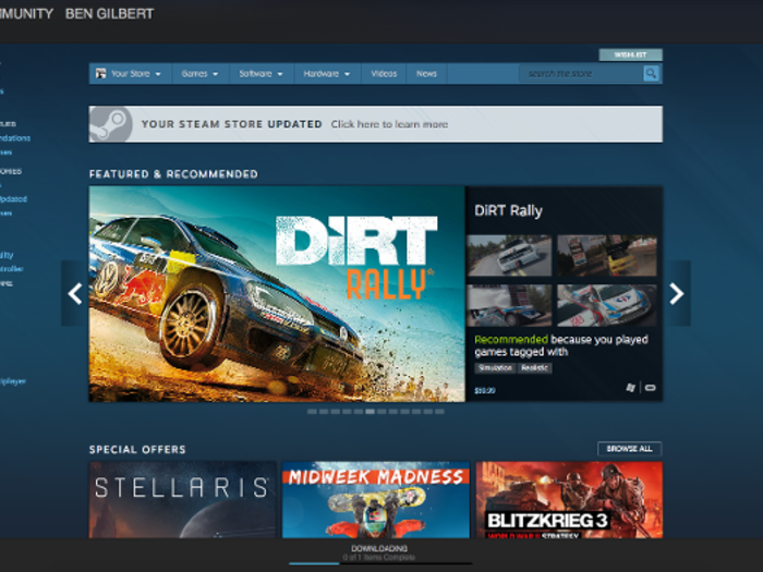 The Steam game platform.