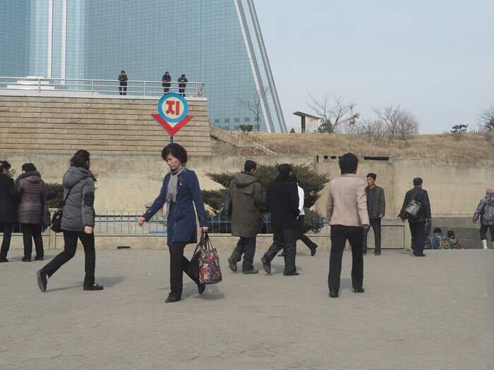 The building still draws about 100,000 tourists per year, most of whom are Chinese. Below is Pyongyang