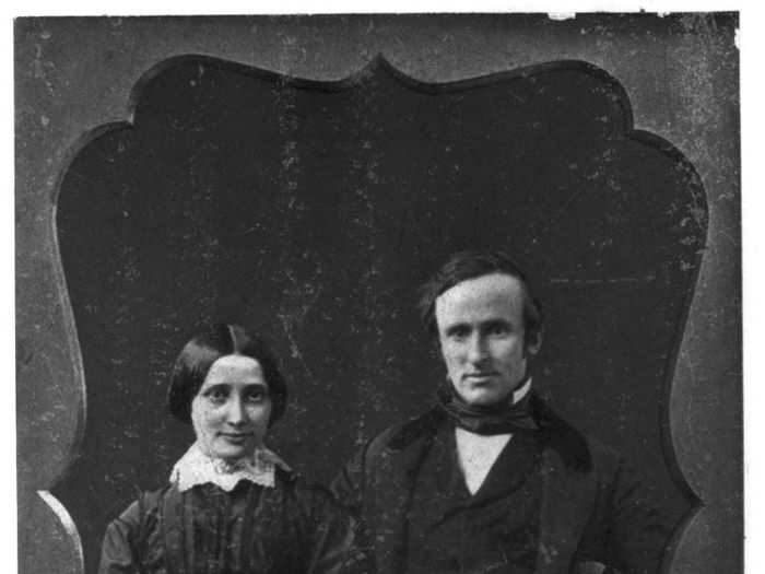 Rutherford B. Hayes and his wife on their wedding day, December 30, 1852.