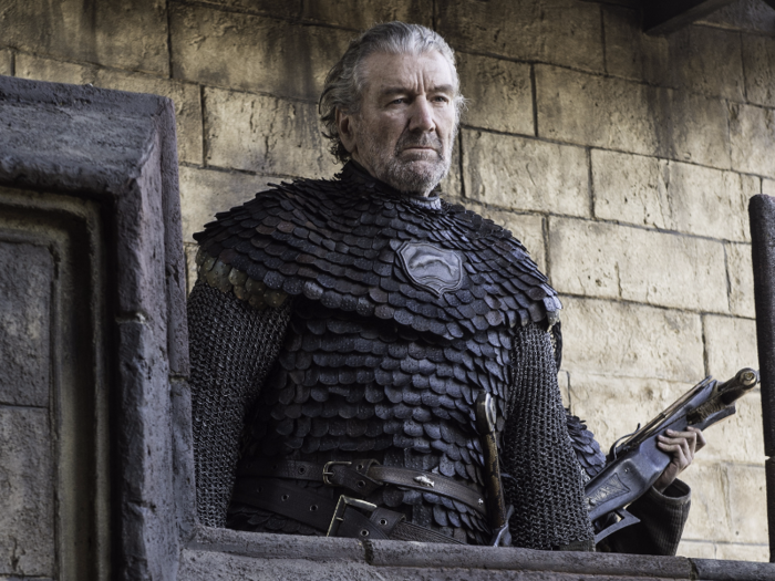 Brynden Tully, aka the Blackfish, aka Catelyn Stark’s uncle, is still alive in the books. However, during the siege of Riverrun in season six, Brynden declines an offer from Brienne to sail away and save his life, opting instead to fight and ultimately die.