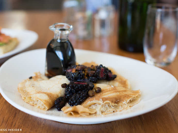 I tried the $9 macaroon crepes stuffed with shredded coconut and topped with blackberries and pistachios. The restaurant buzzed with international tourists and businesspeople.