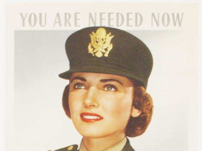 Commercial photographer and former Harpers Bazaar magazine art director Ruzzie Green designed this 1943 poster, which sought to encourage women to join the Army Nurse Corps.